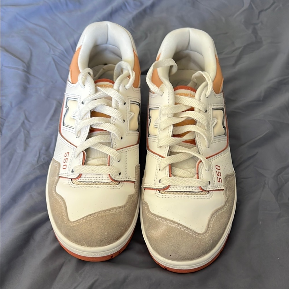 New Balance Woman White and Orange Sneakers